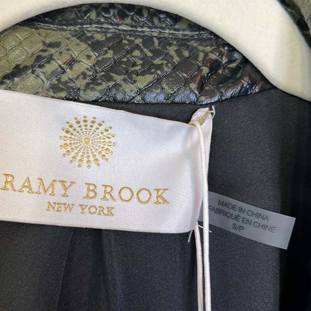Ramy Brook Kane Snakeskin Animal Print Faux Leather Moto Biker Jacket Size S - Picture 7 of 16